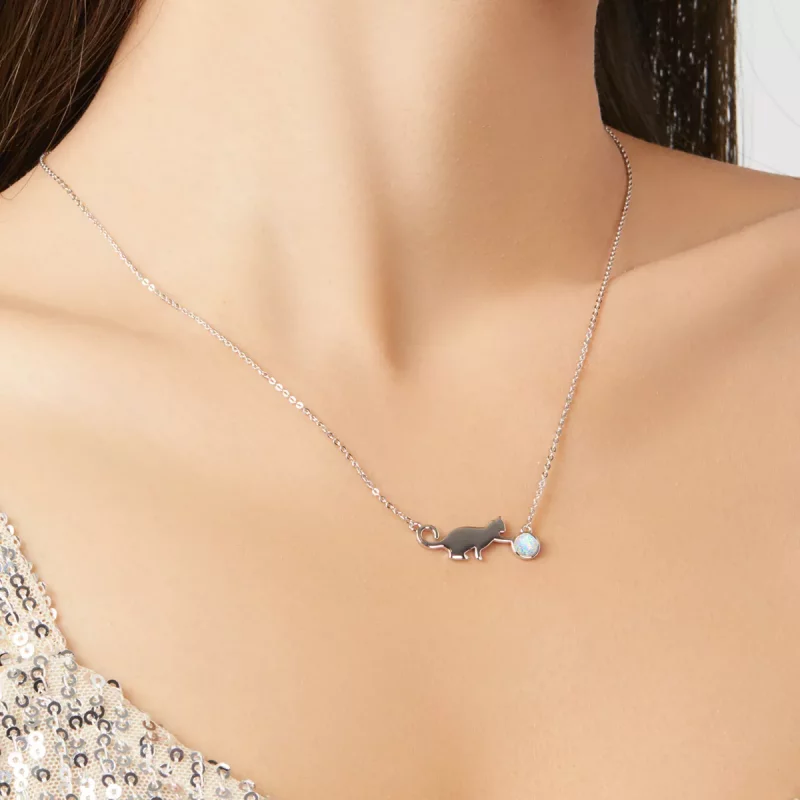 (imagen para) Collar de Gato con Ópalo al estilo Pandora - SCN395 - Ver 7