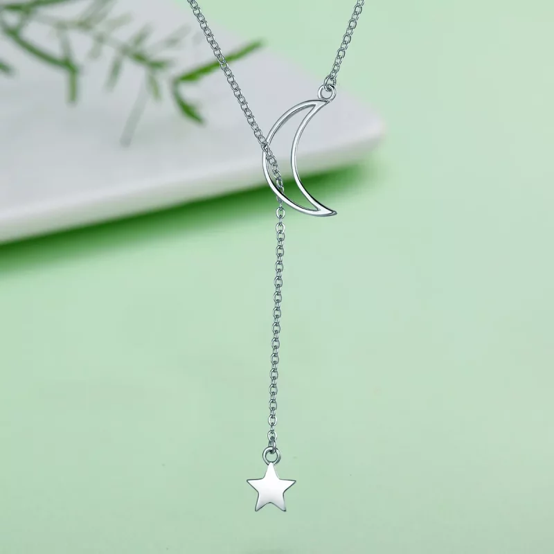 (imagen para) Collar de hada estilo Pandora en plata con estrella y luna - SCN108 - Ver 4