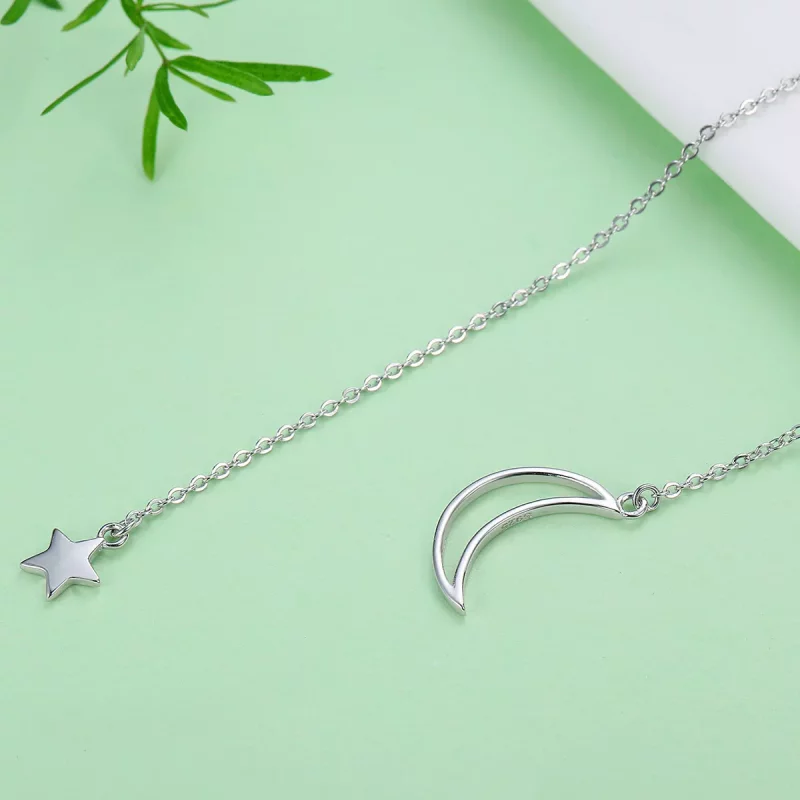 (imagen para) Collar de hada estilo Pandora en plata con estrella y luna - SCN108 - Ver 5