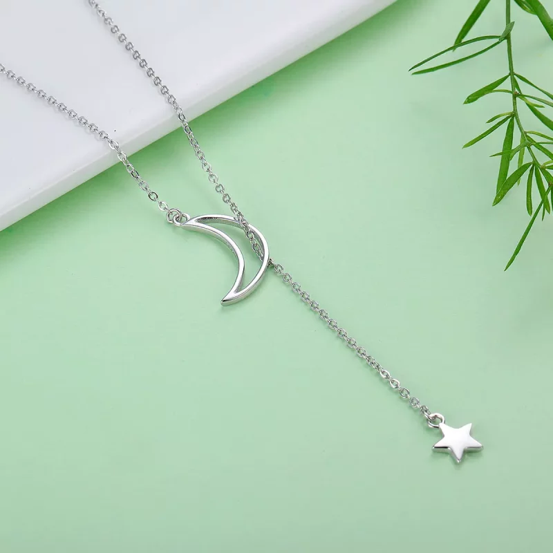 (imagen para) Collar de hada estilo Pandora en plata con estrella y luna - SCN108 - Ver 6