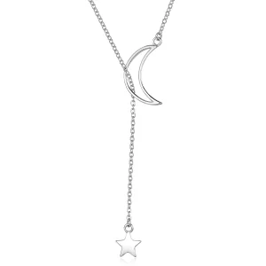 (imagen para) Collar de hada estilo Pandora en plata con estrella y luna - SCN108