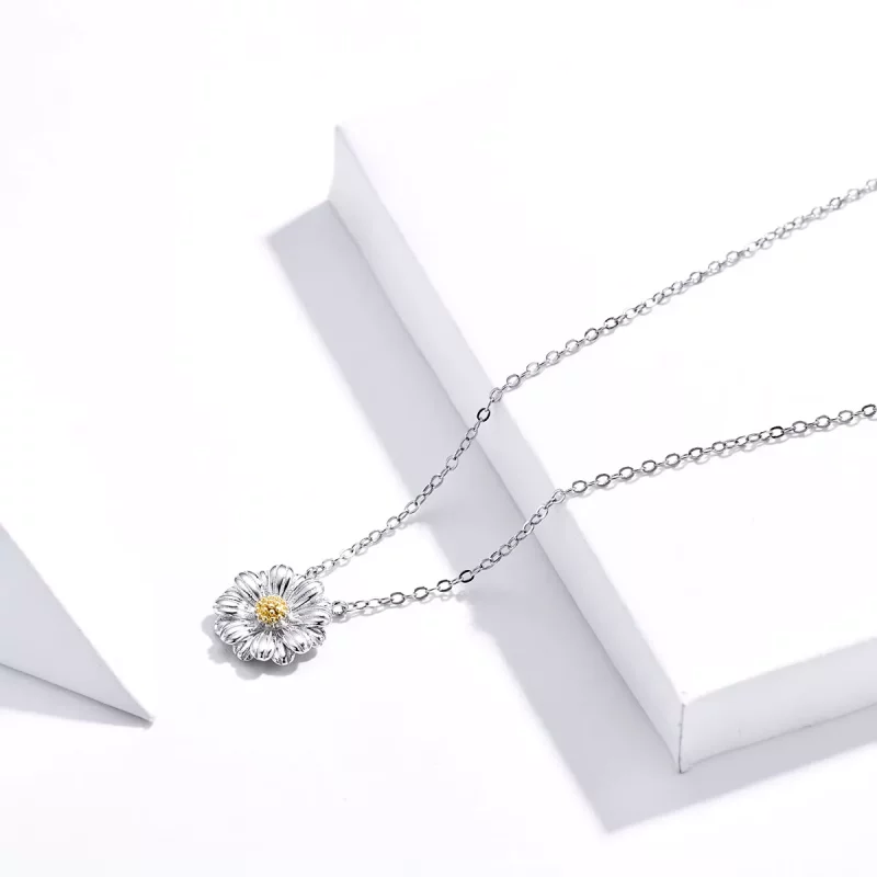 (imagen para) Collar de margaritas de plata estilo Pandora - SCN370 - Ver 4