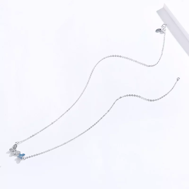 (imagen para) Collar de Mariposa de Plata al Estilo Pandora - SCN384 - Ver 4