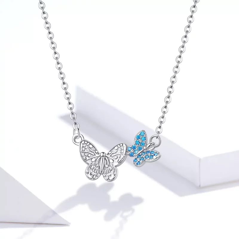 (imagen para) Collar de Mariposa de Plata al Estilo Pandora - SCN384 - Ver 5