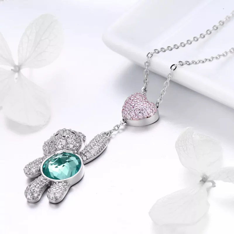 (imagen para) Collar de oso lindo de plata estilo Pandora - SCN271 - Ver 2
