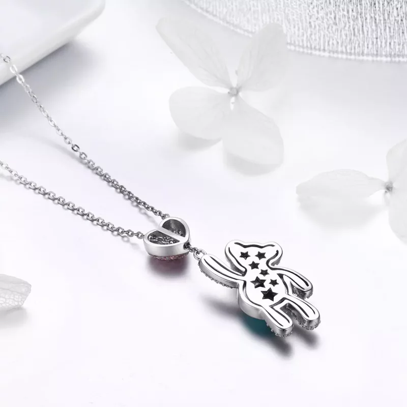 (imagen para) Collar de oso lindo de plata estilo Pandora - SCN271 - Ver 3
