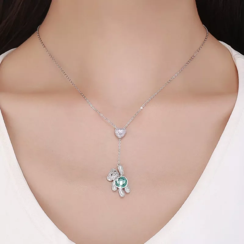 (imagen para) Collar de oso lindo de plata estilo Pandora - SCN271 - Ver 5