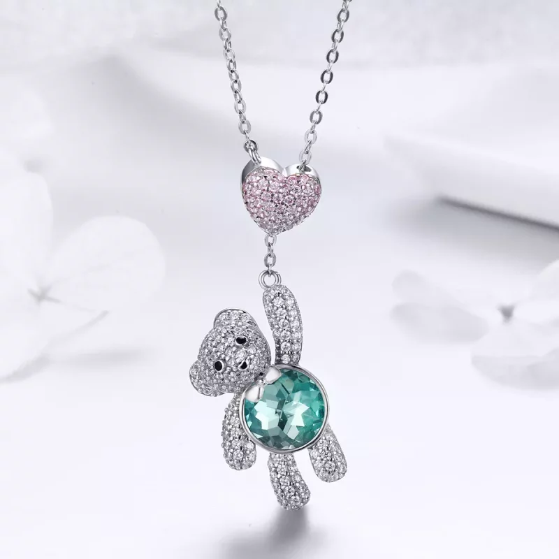 (imagen para) Collar de oso lindo de plata estilo Pandora - SCN271 - Ver 6