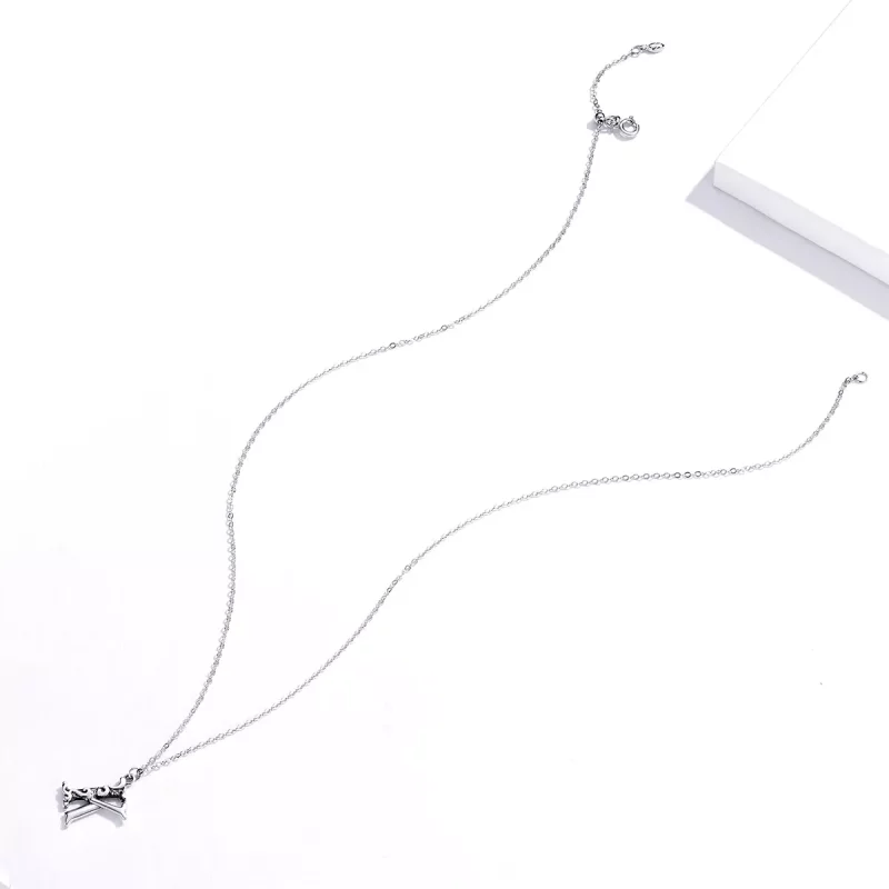(imagen para) Collar de Plata al Estilo Pandora con Letra K de la Suerte - SCN403 - Ver 4