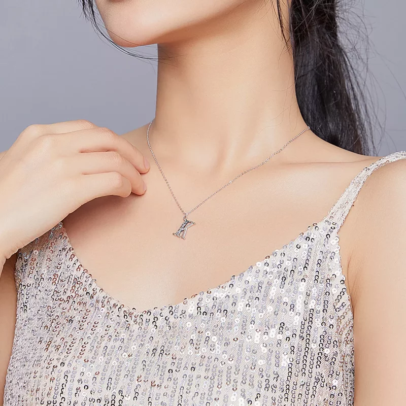 (imagen para) Collar de Plata al Estilo Pandora con Letra K de la Suerte - SCN403 - Ver 8