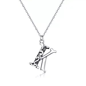 (imagen para) Collar de Plata al Estilo Pandora con Letra K de la Suerte - SCN403