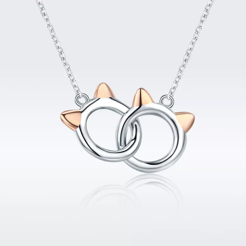 (imagen para) Collar de plata con colgante de gato estilo Pandora - SCN252 - Ver 3