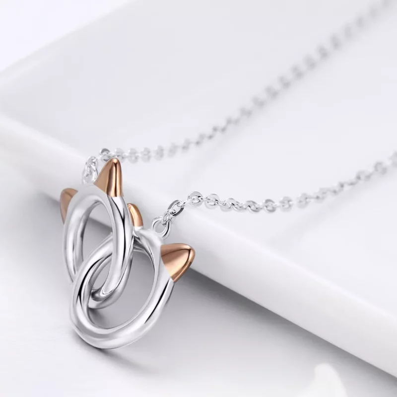 (imagen para) Collar de plata con colgante de gato estilo Pandora - SCN252 - Ver 5