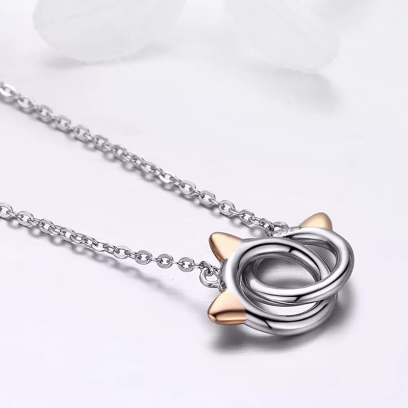 (imagen para) Collar de plata con colgante de gato estilo Pandora - SCN252 - Ver 6