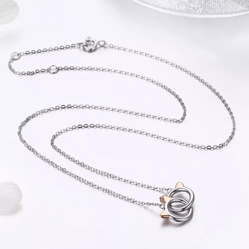 (imagen para) Collar de plata con colgante de gato estilo Pandora - SCN252 - Ver 7