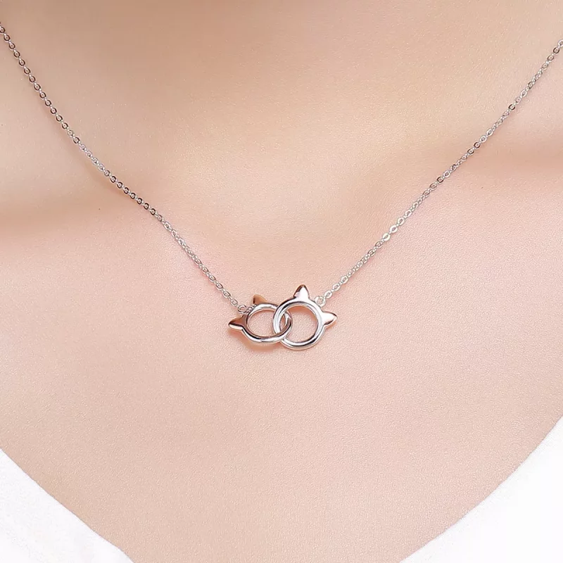 (imagen para) Collar de plata con colgante de gato estilo Pandora - SCN252 - Ver 8