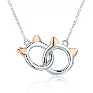 (imagen para) Collar de plata con colgante de gato estilo Pandora - SCN252
