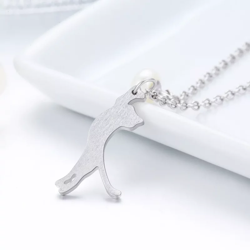 (imagen para) Collar de Plata estilo Pandora con Colgante de Gatito Juguetón - SCN175 - Ver 5