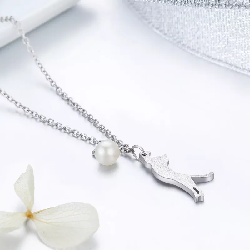 (imagen para) Collar de Plata estilo Pandora con Colgante de Gatito Juguetón - SCN175 - Ver 7
