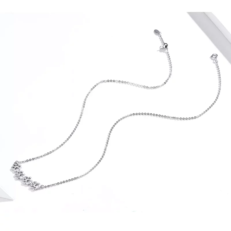 (imagen para) Collar de plata estilo Pandora con lindo colgante de pata - SCN346 - Ver 2
