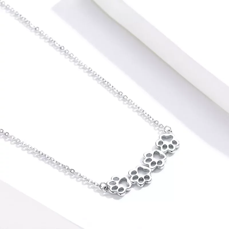 (imagen para) Collar de plata estilo Pandora con lindo colgante de pata - SCN346 - Ver 4