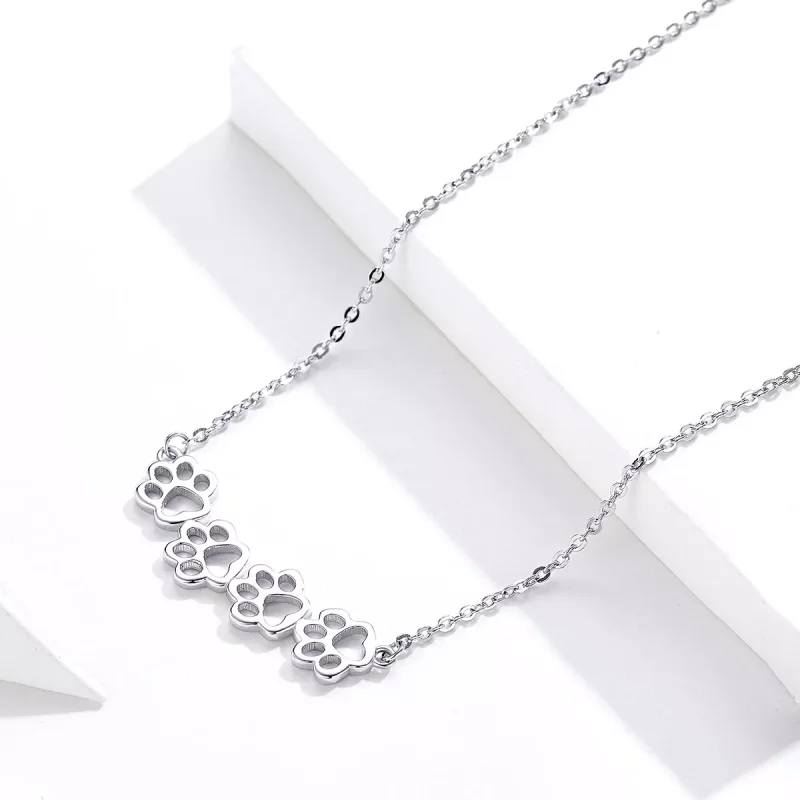 (imagen para) Collar de plata estilo Pandora con lindo colgante de pata - SCN346 - Ver 5