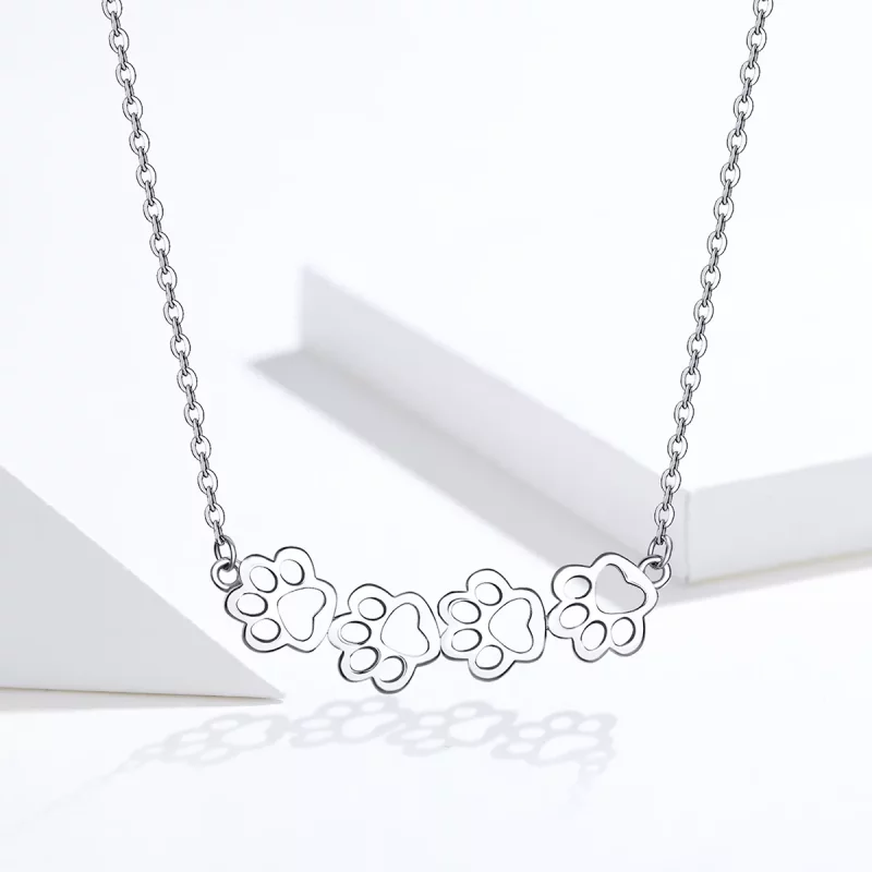 (imagen para) Collar de plata estilo Pandora con lindo colgante de pata - SCN346 - Ver 6