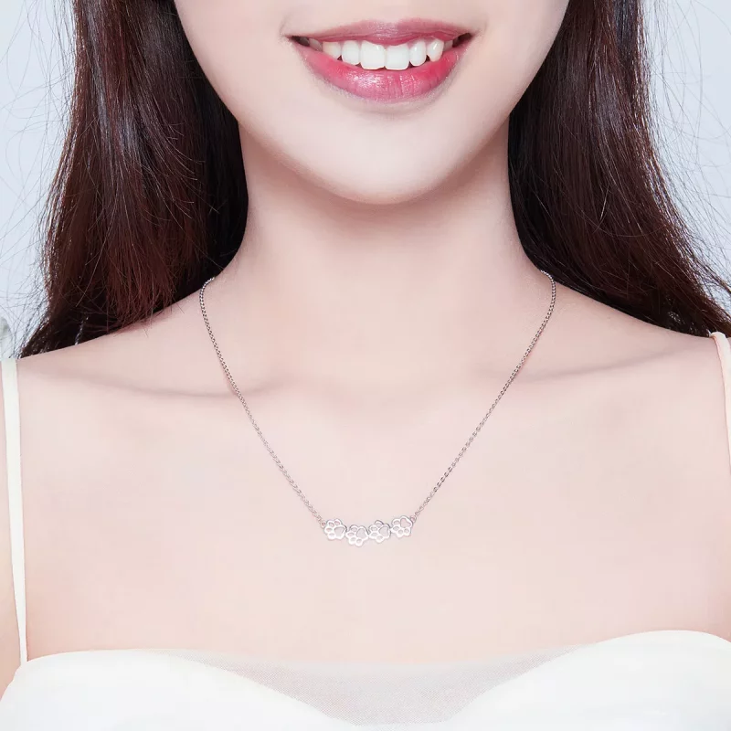(imagen para) Collar de plata estilo Pandora con lindo colgante de pata - SCN346 - Ver 8