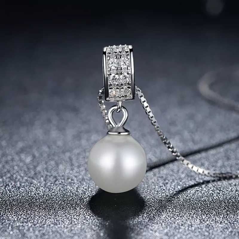 (imagen para) Collar de plata estilo Pandora con perla - SCN030 - Ver 4