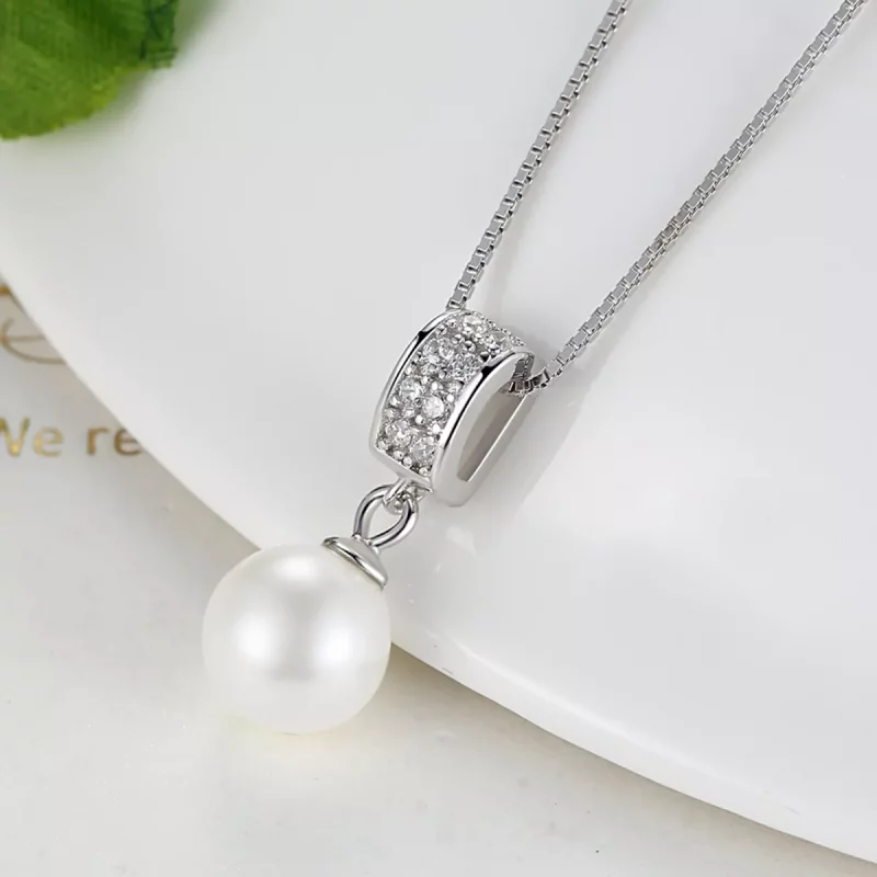 (imagen para) Collar de plata estilo Pandora con perla - SCN030 - Ver 5