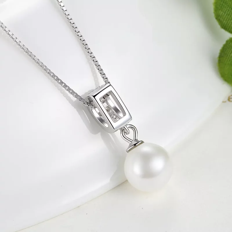 (imagen para) Collar de plata estilo Pandora con perla - SCN030 - Ver 6