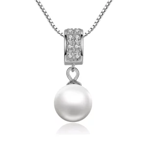 (imagen para) Collar de plata estilo Pandora con perla - SCN030