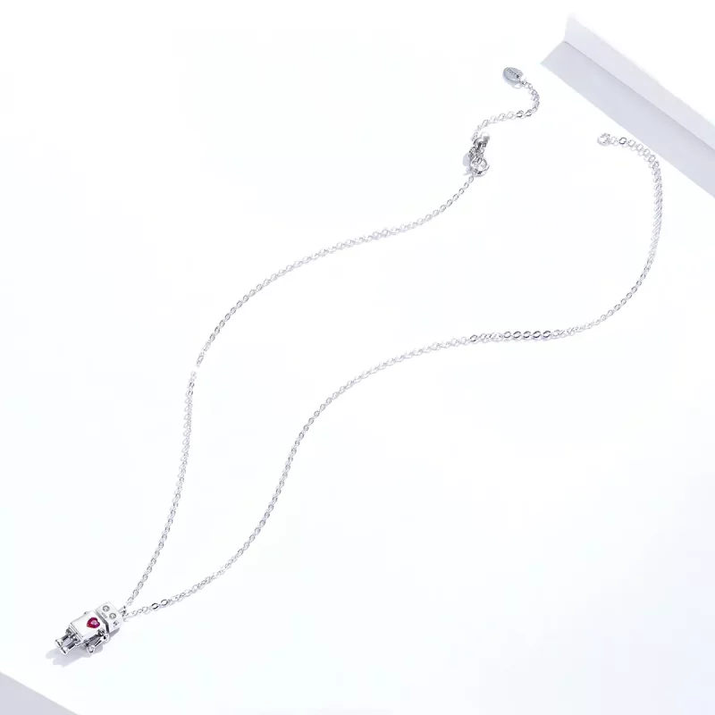 (imagen para) Collar de Plata Estilo Pandora con Robot de Amor - SCN388 - Ver 2