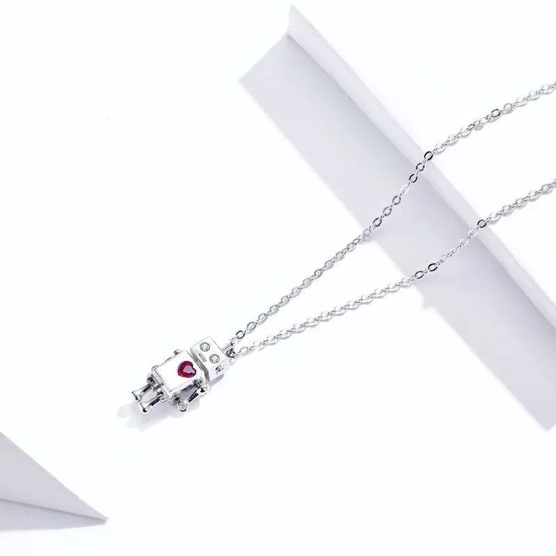 (imagen para) Collar de Plata Estilo Pandora con Robot de Amor - SCN388 - Ver 3