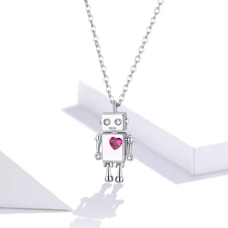 (imagen para) Collar de Plata Estilo Pandora con Robot de Amor - SCN388 - Ver 8