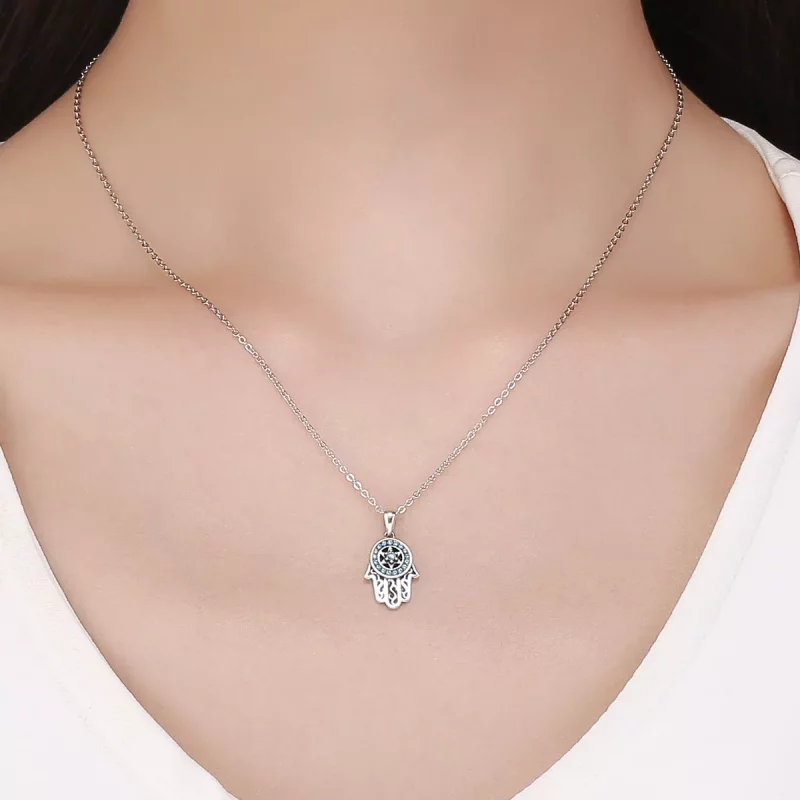 (imagen para) Collar de Protección de Fátima de Plata al estilo Pandora - SCN264 - Ver 6