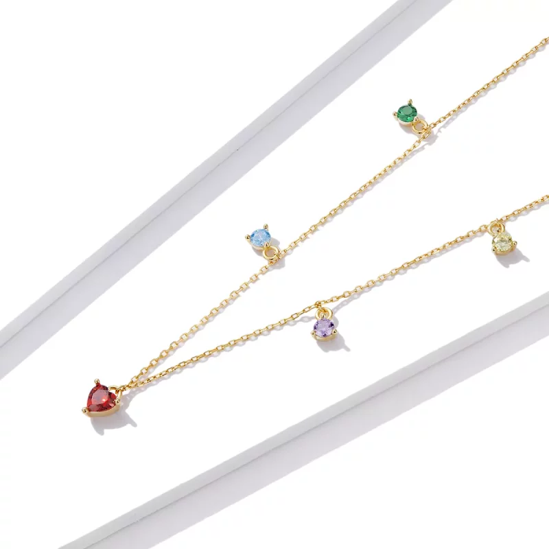 (imagen para) Collar de Zirconia Multicolor al estilo Pandora - BSN234 - Ver 2