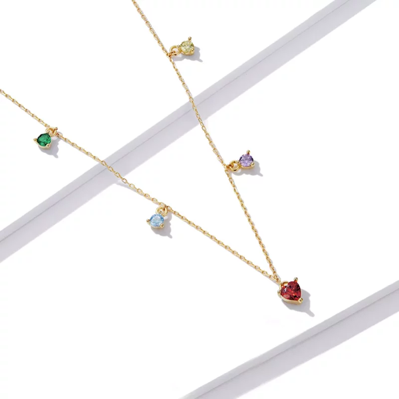 (imagen para) Collar de Zirconia Multicolor al estilo Pandora - BSN234 - Ver 3