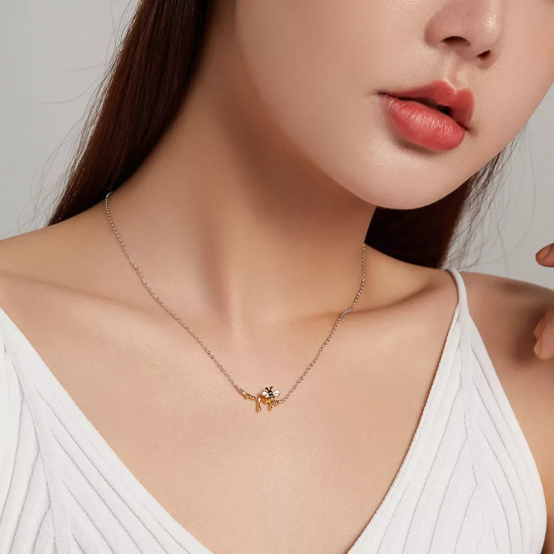 (imagen para) Collar estilo Pandora con abeja y miel - SCN460 - Ver 7