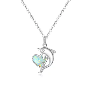 Collar estilo Pandora con colgante de delfín elfo - SCN412 (imagen para) Collar estilo Pandora con colgante de delfín elfo - SCN412