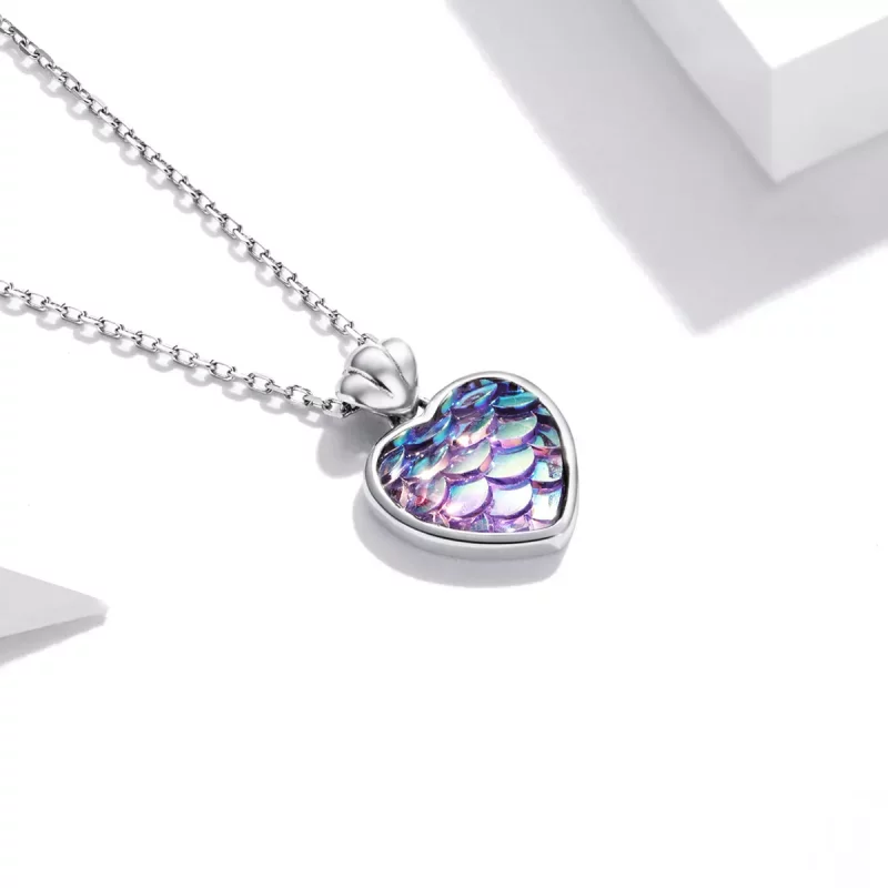 (imagen para) Collar estilo Pandora con corazón en escamas de pez - SCN468 - Ver 2