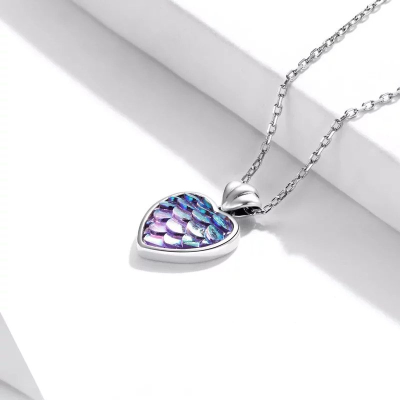 (imagen para) Collar estilo Pandora con corazón en escamas de pez - SCN468 - Ver 3