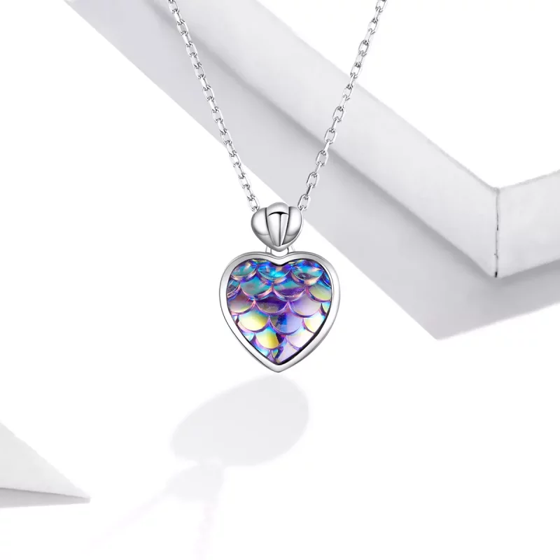 (imagen para) Collar estilo Pandora con corazón en escamas de pez - SCN468 - Ver 5