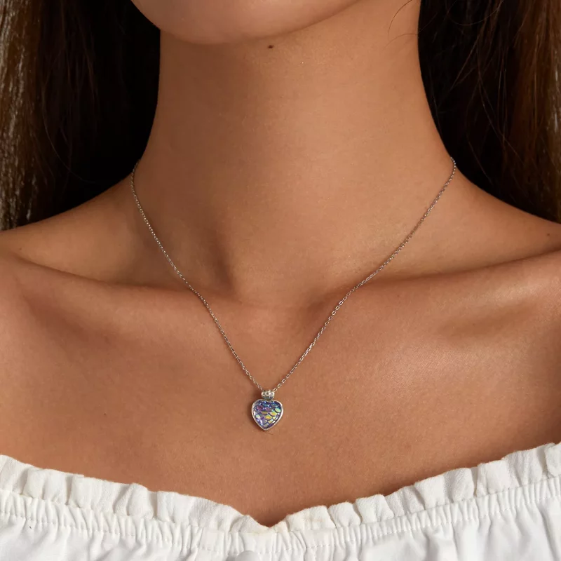 (imagen para) Collar estilo Pandora con corazón en escamas de pez - SCN468 - Ver 6