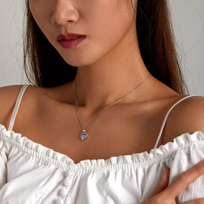 (imagen para) Collar estilo Pandora con corazón en escamas de pez - SCN468 - Ver 7