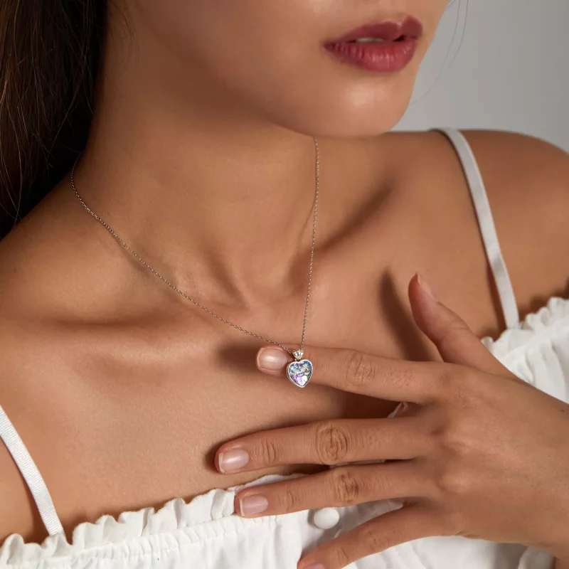 (imagen para) Collar estilo Pandora con corazón en escamas de pez - SCN468 - Ver 8