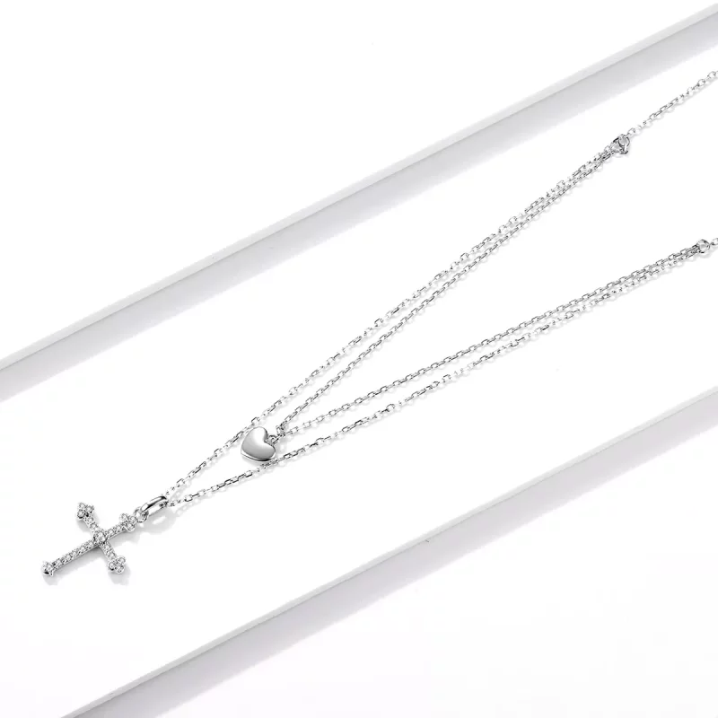 (imagen para) Collar estilo Pandora con cruz de amor - BSN197 - Ver 2