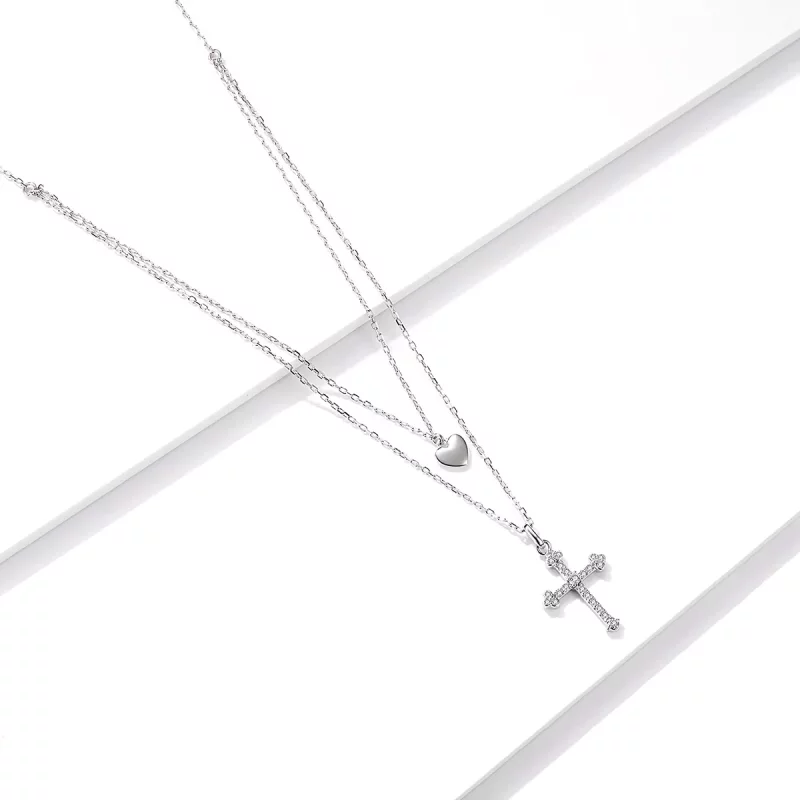 (imagen para) Collar estilo Pandora con cruz de amor - BSN197 - Ver 3