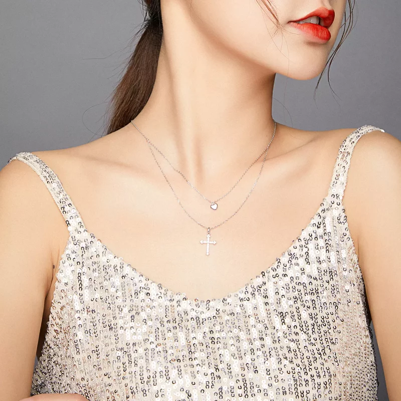 (imagen para) Collar estilo Pandora con cruz de amor - BSN197 - Ver 7