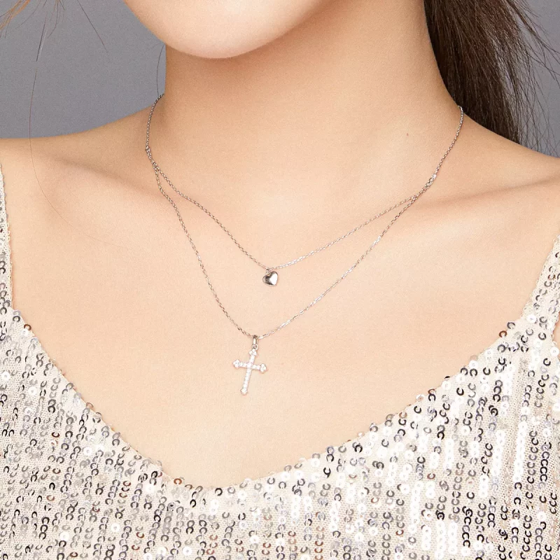(imagen para) Collar estilo Pandora con cruz de amor - BSN197 - Ver 8